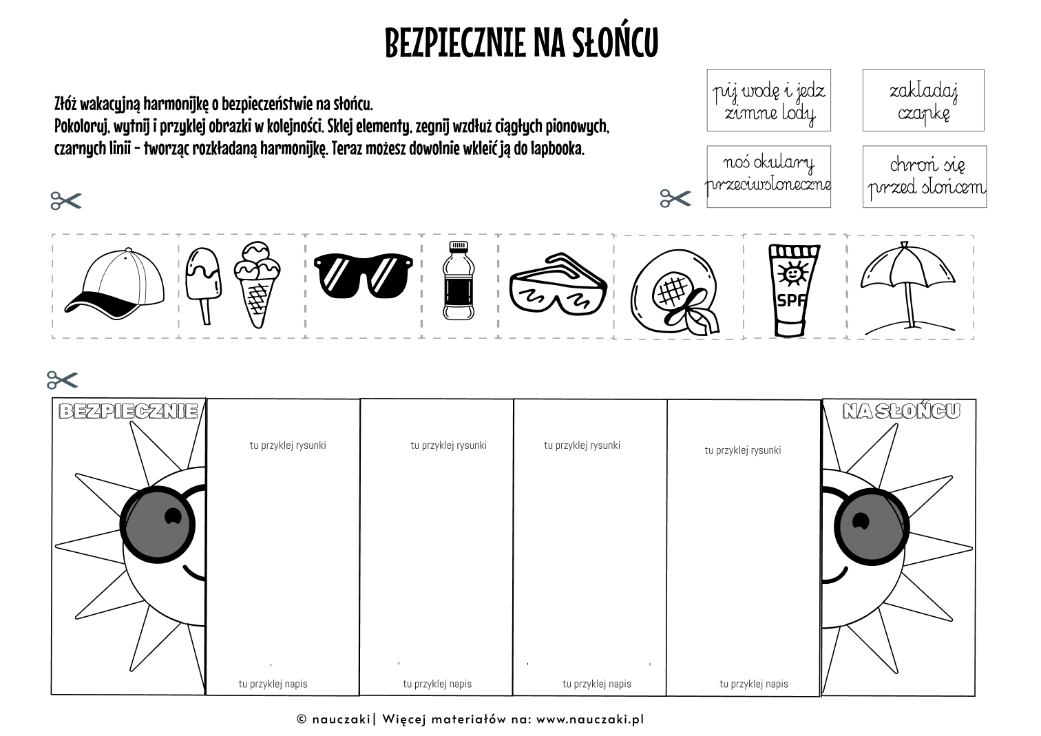 bezpieczne wakacje lapbooko