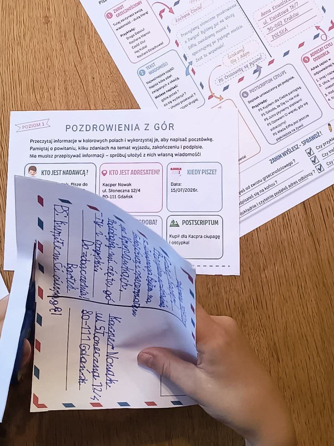 nauka pisania pocztowek